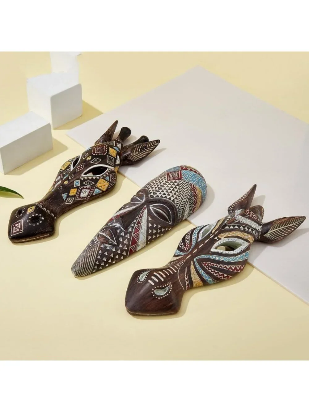 Hand-Carved African Tribal Wall Mask Sculpture | Unique Home Decor Art Piece